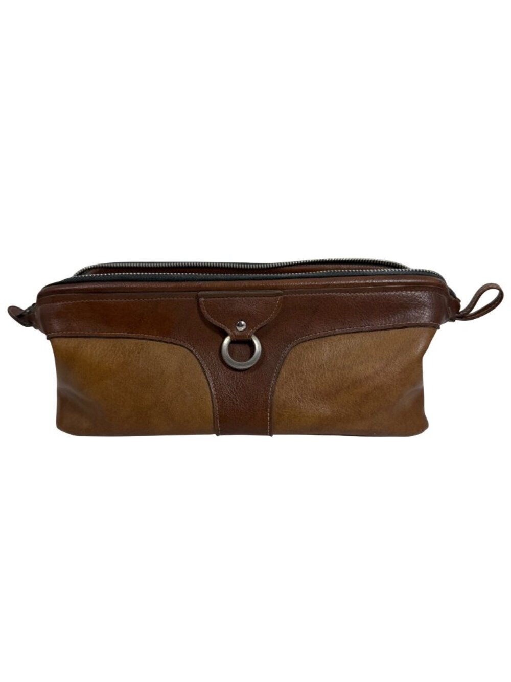 Vintage Rolfs Leather Dopp Kit Toiletry Travel Bag Brown Zip Shave Case FLAWS